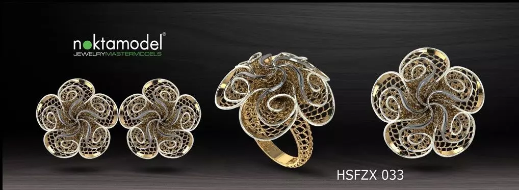 10 Half sets of Floral turkish model for ring Batch 04 3D print model_0
