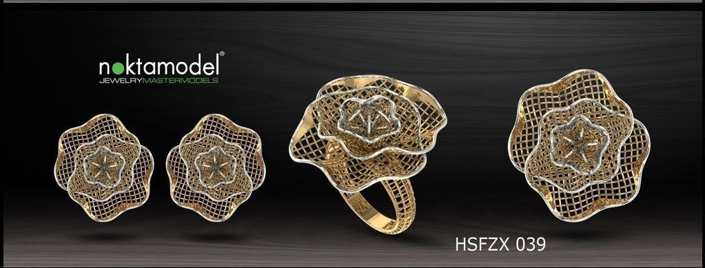 10 Half sets of Floral turkish model for ring Batch 04 3D print model_6