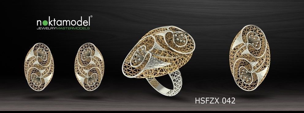 10 Half sets of Floral turkish model for ring Batch 04 3D print model_9