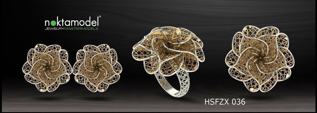 10 Half sets of Floral turkish model for ring Batch 04 3D print model_3