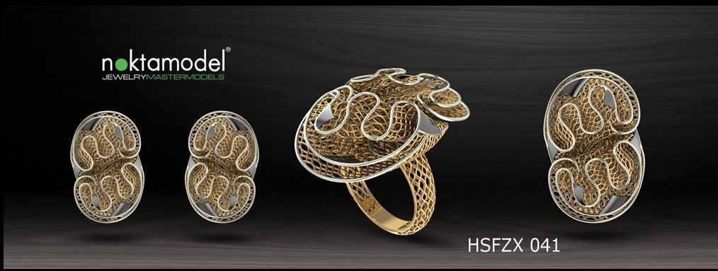 10 Half sets of Floral turkish model for ring Batch 04 3D print model_8