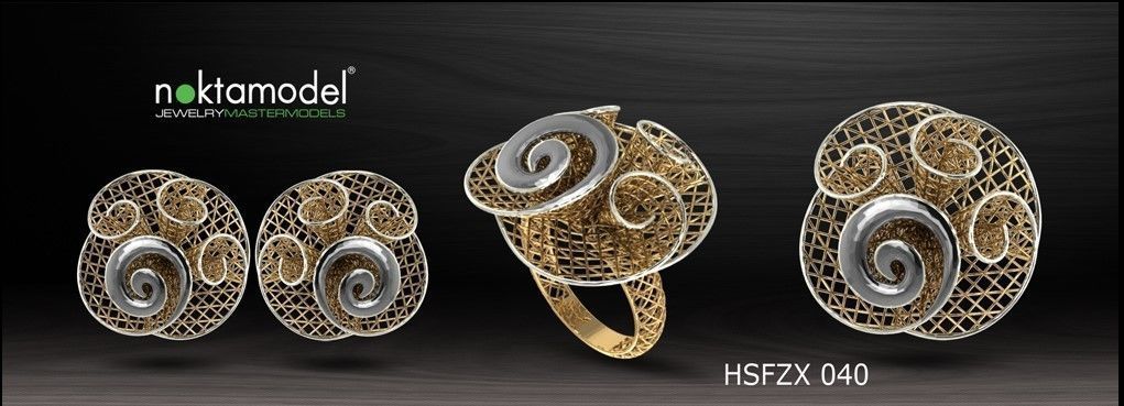 10 Half sets of Floral turkish model for ring Batch 04 3D print model_7