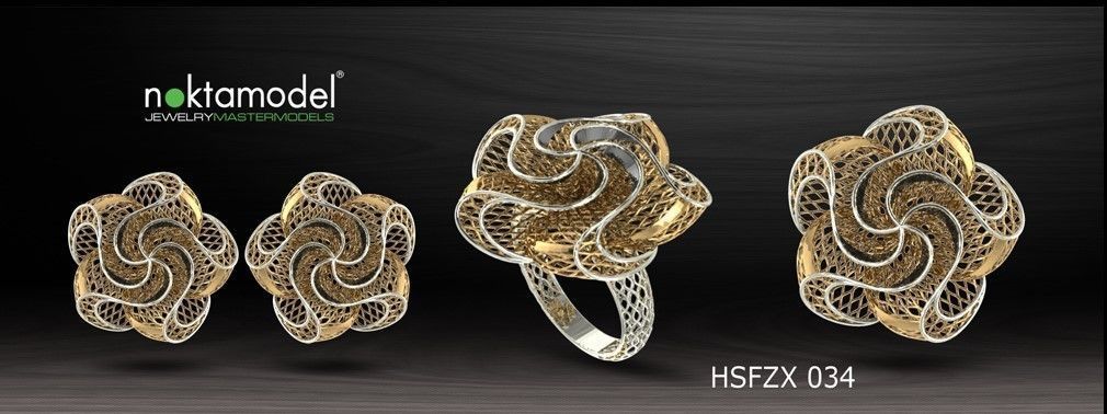 10 Half sets of Floral turkish model for ring Batch 04 3D print model_1