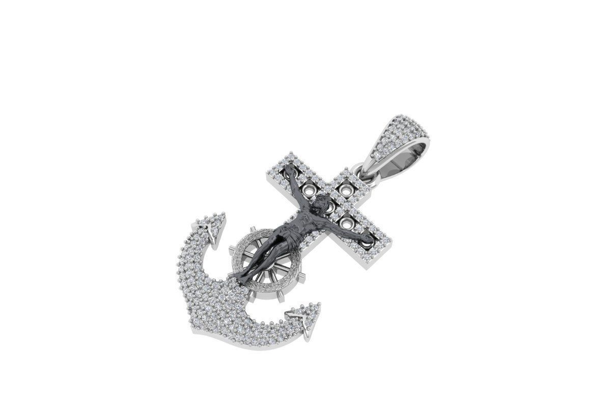 Huge Mariners Cross Anchor Jesus Pandent 3D print model_2