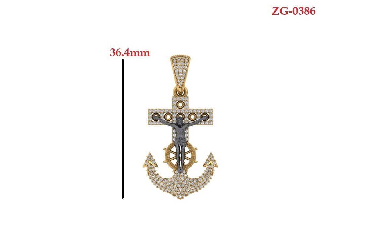 Huge Mariners Cross Anchor Jesus Pandent 3D print model_5