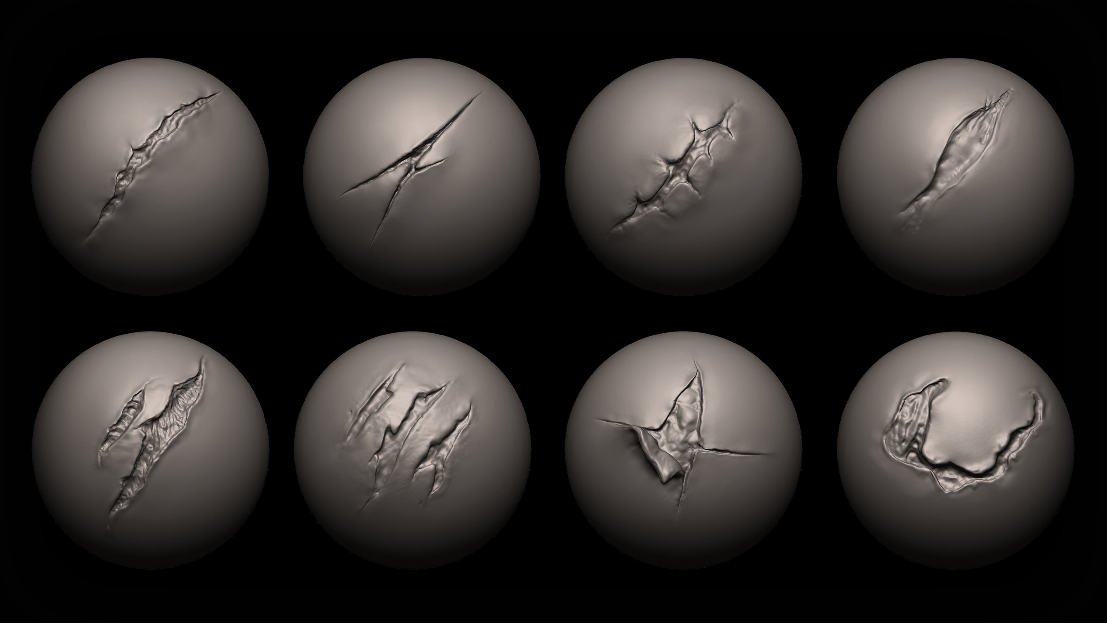 Zbrush and Blender Wounds Maker 100 Brushes Bundle 20 OFF Texture_3