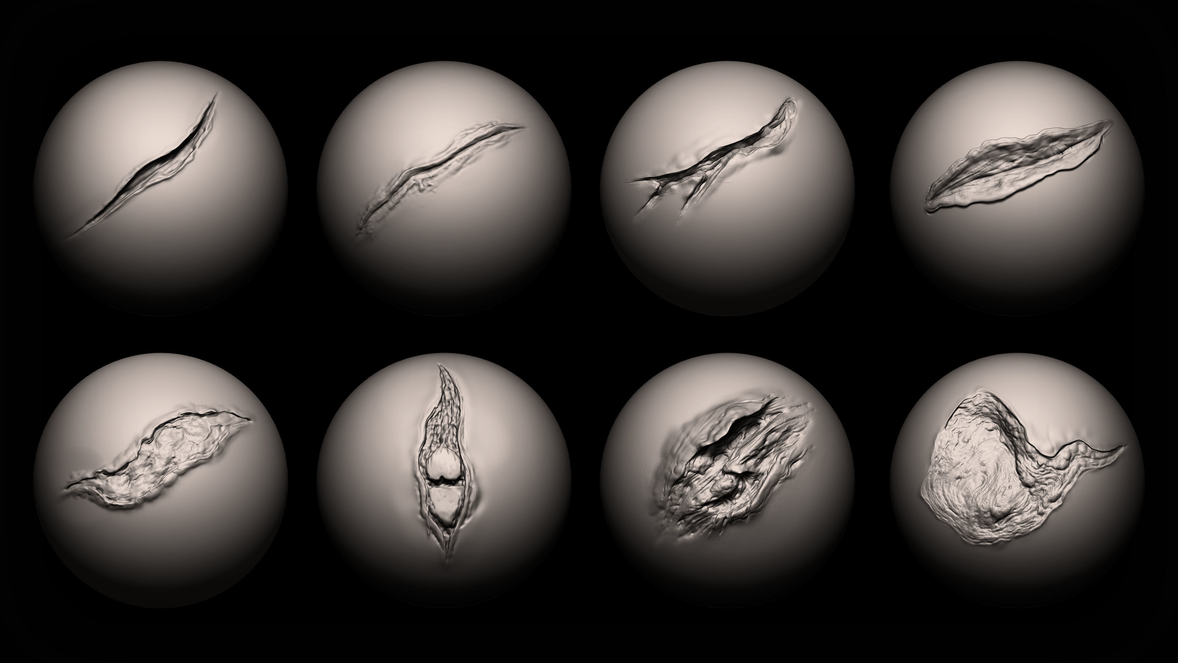 Zbrush and Blender Wounds Maker 100 Brushes Bundle 20 OFF Texture_1