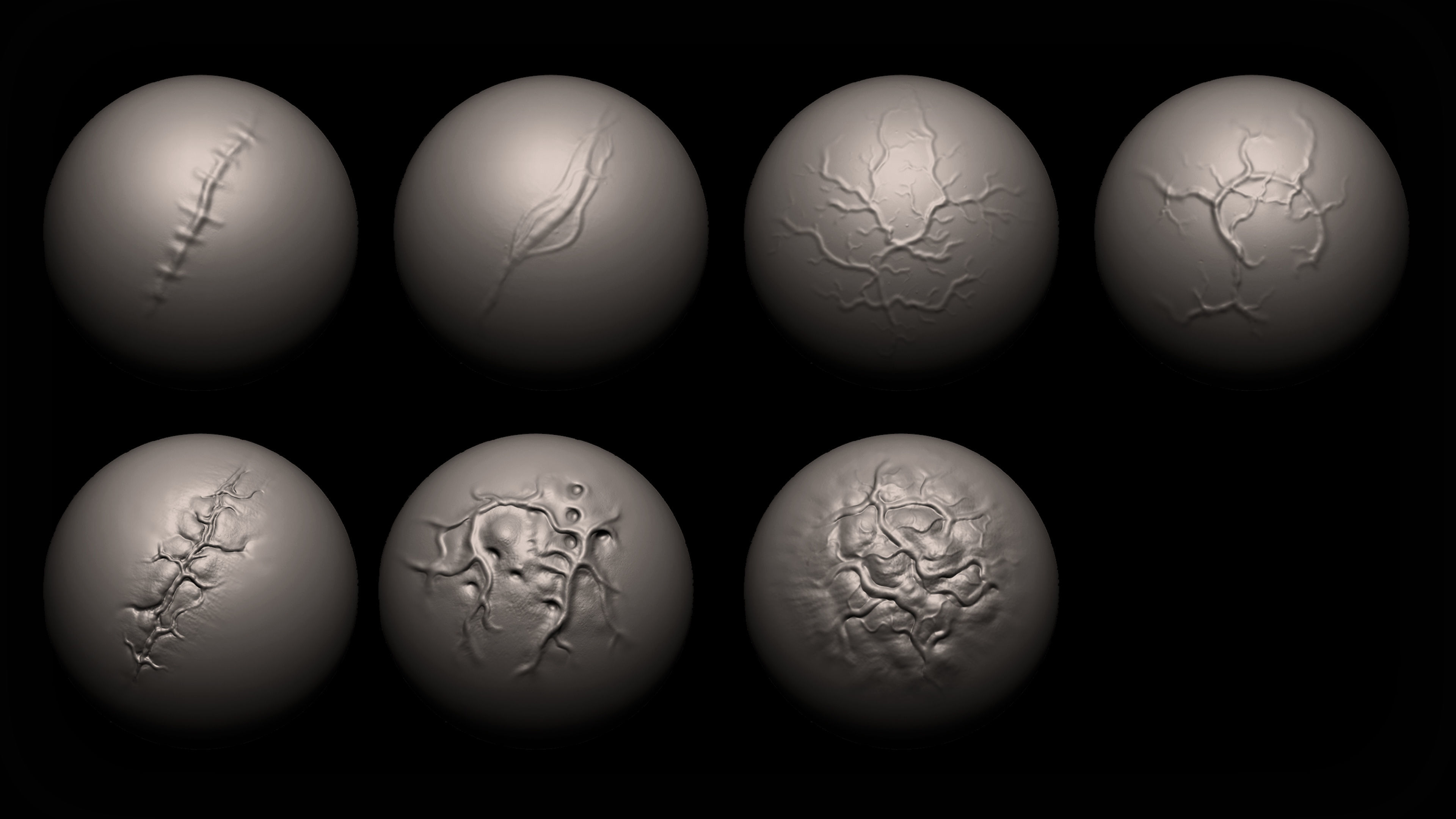 Zbrush and Blender Wounds Maker 100 Brushes Bundle 20 OFF Texture_5