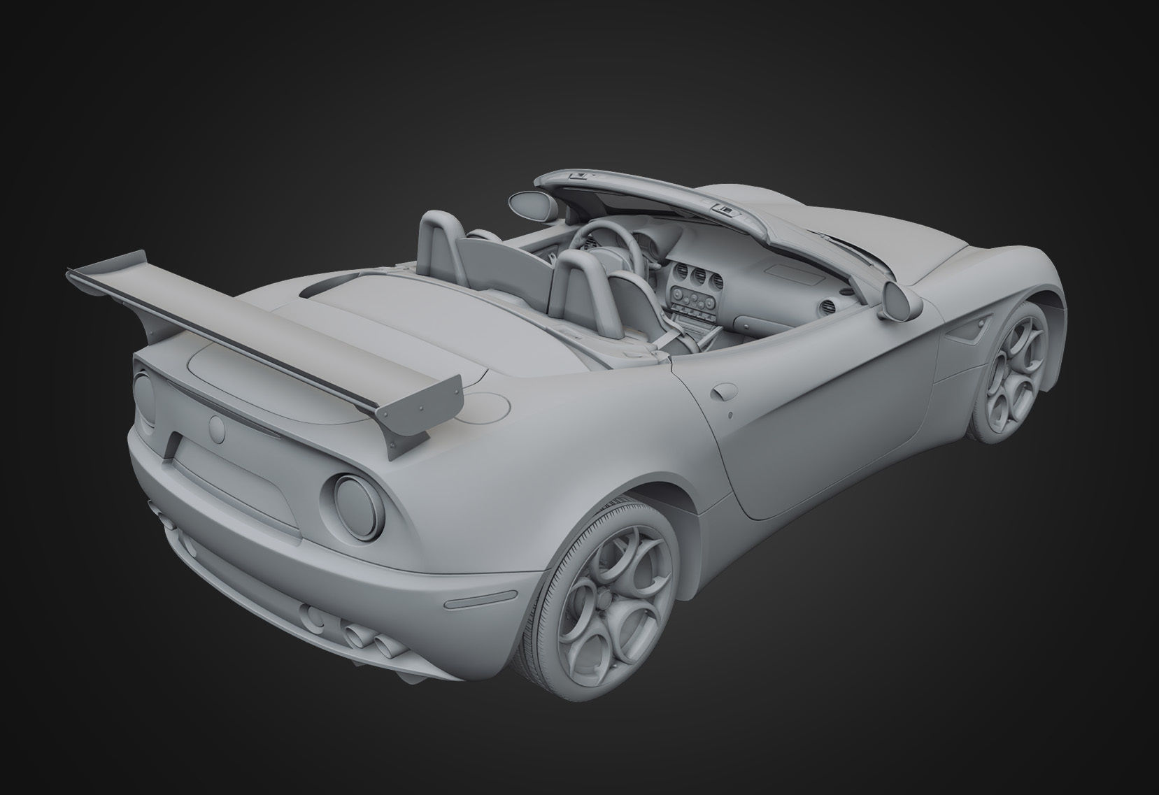 Alfa Romeo 8C SPIDER 2010 Low-poly 3D model_25