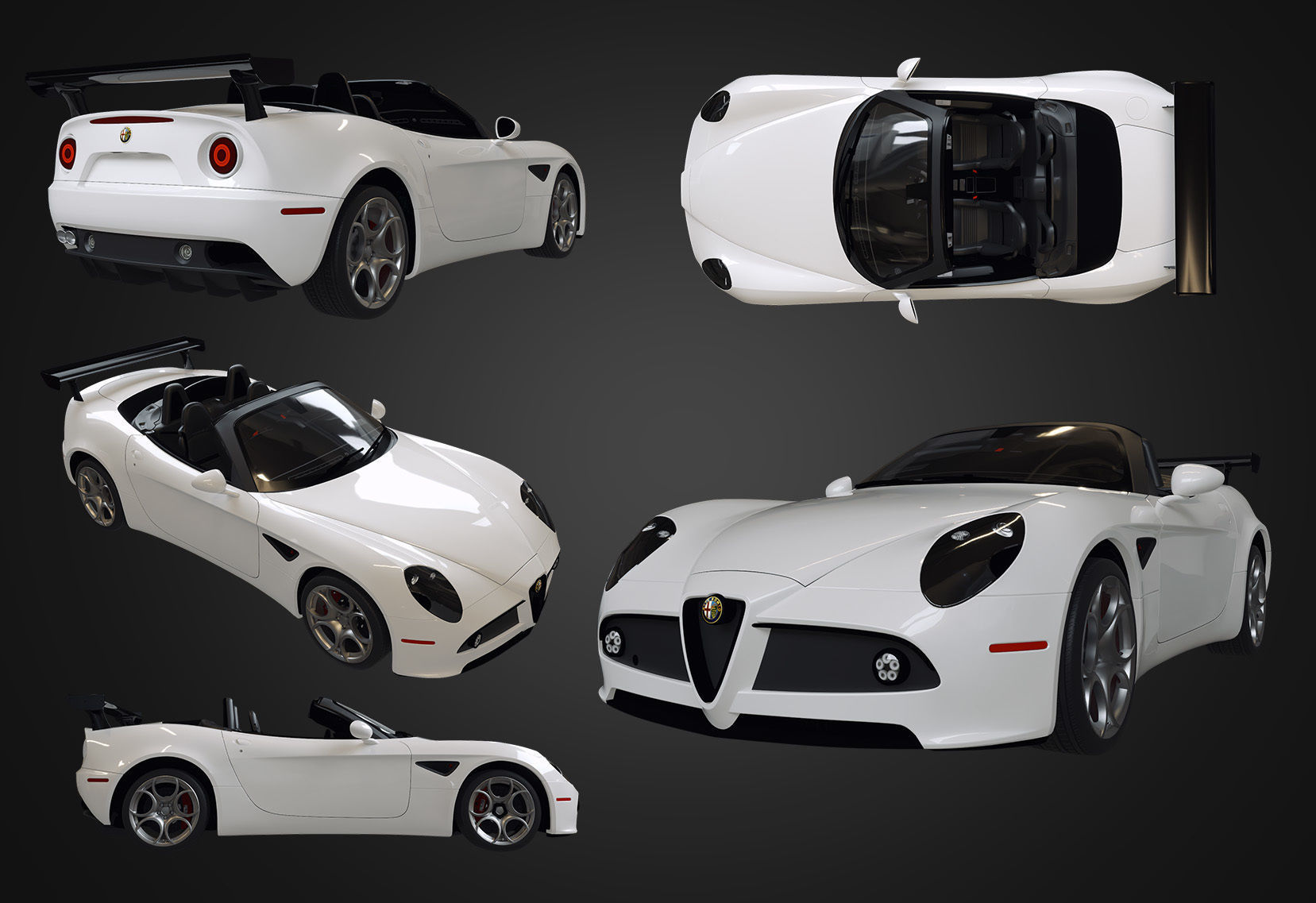 Alfa Romeo 8C SPIDER 2010 Low-poly 3D model_1