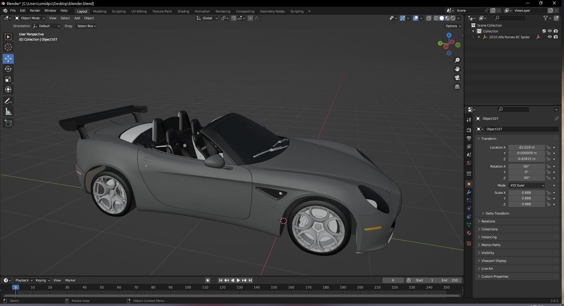 Alfa Romeo 8C SPIDER 2010 Low-poly 3D model_33