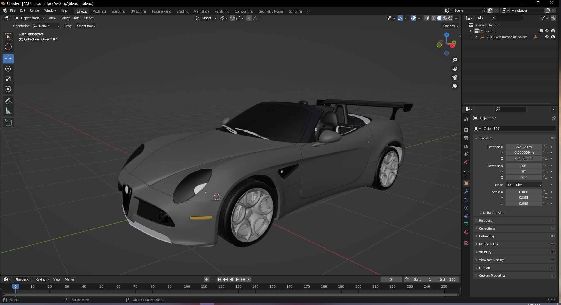 Alfa Romeo 8C SPIDER 2010 Low-poly 3D model_32