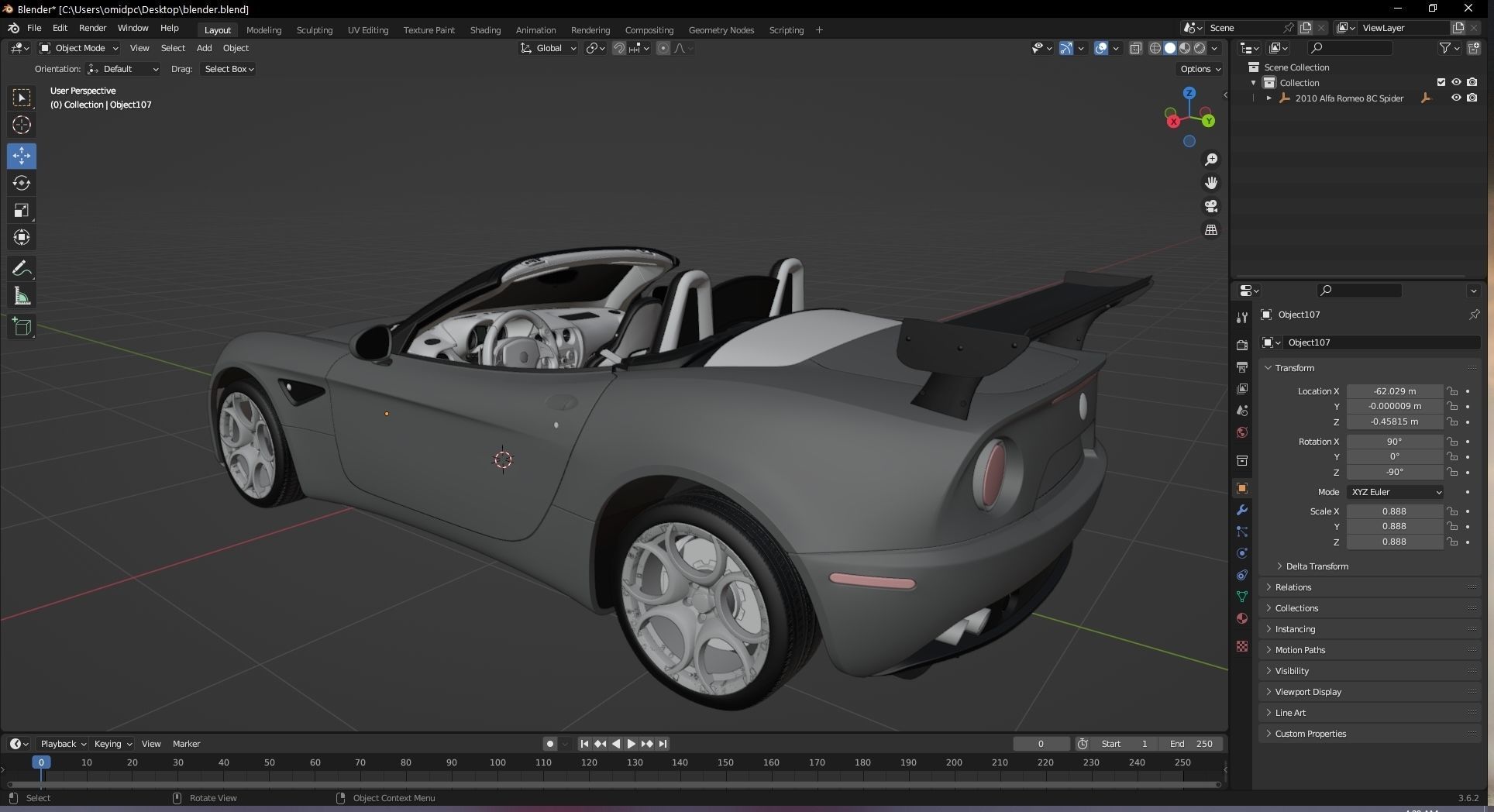 Alfa Romeo 8C SPIDER 2010 Low-poly 3D model_34
