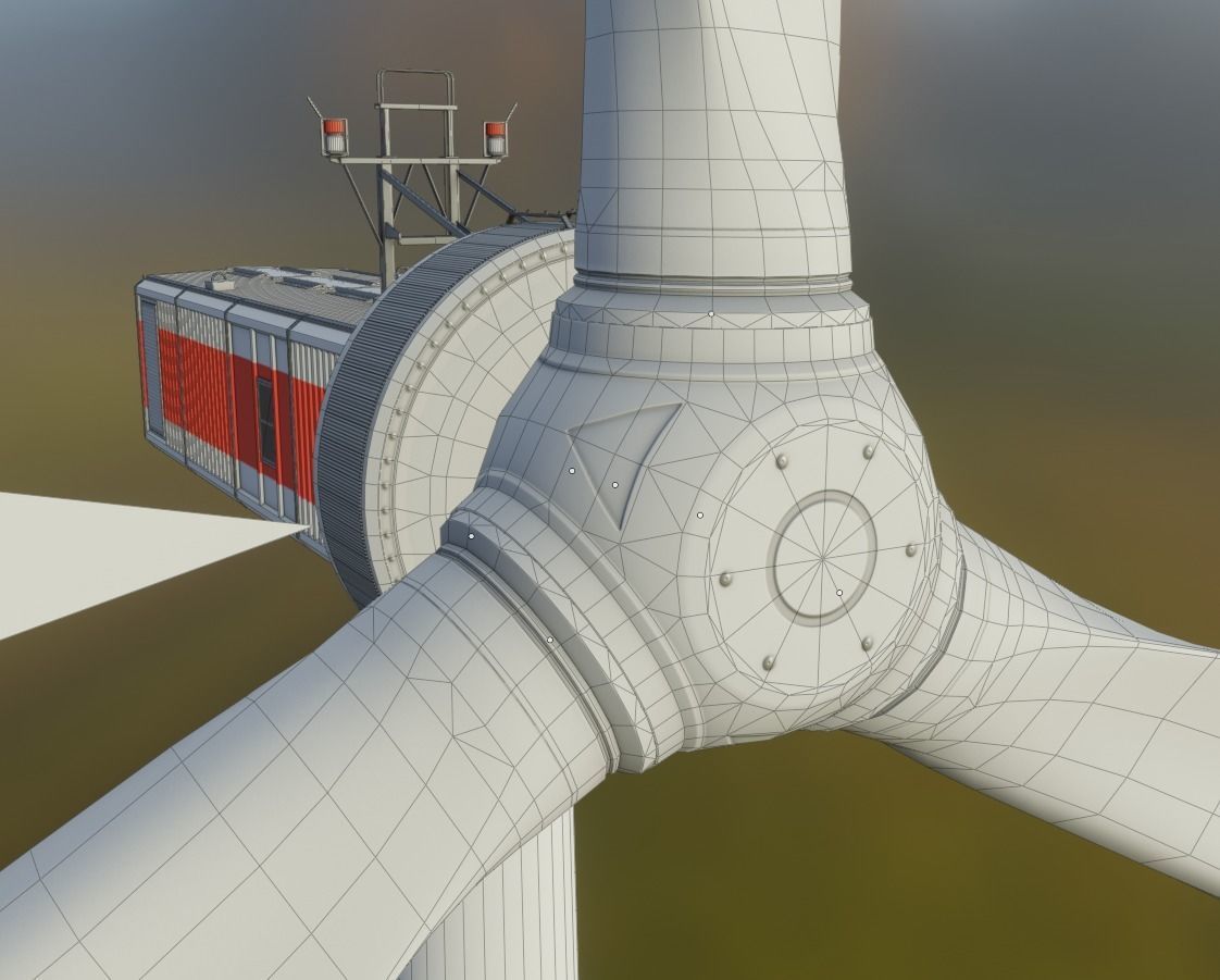 Low-Poly and Animated Wind Turbine 250m Low-poly 3D model_7