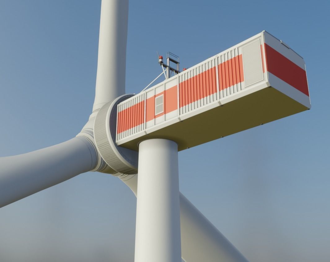Low-Poly and Animated Wind Turbine 250m Low-poly 3D model_1