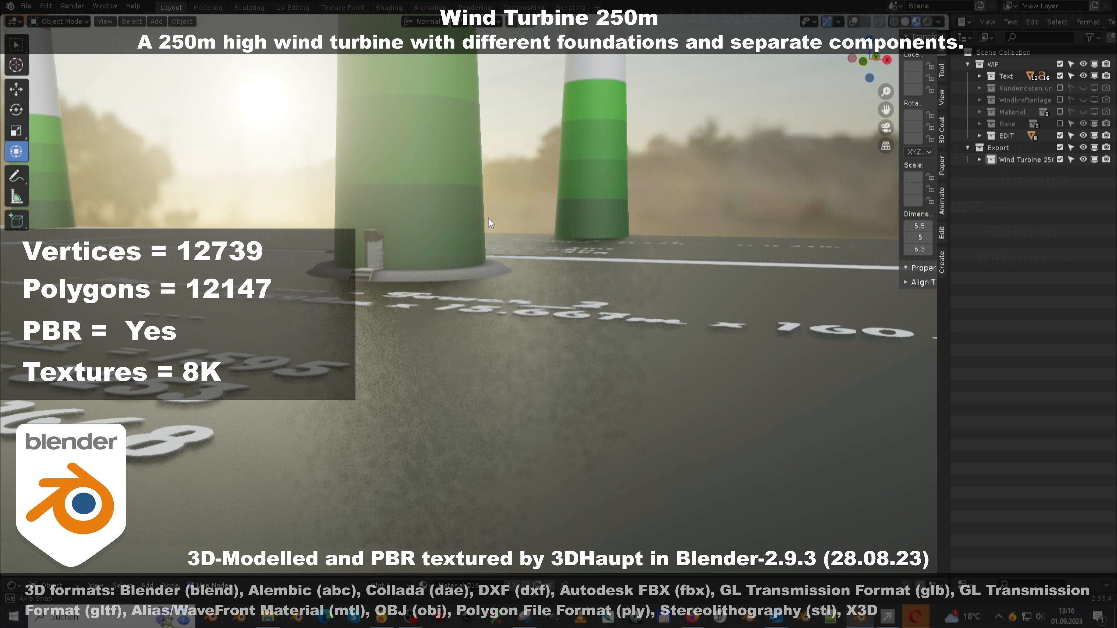Low-Poly and Animated Wind Turbine 250m Low-poly 3D model_101