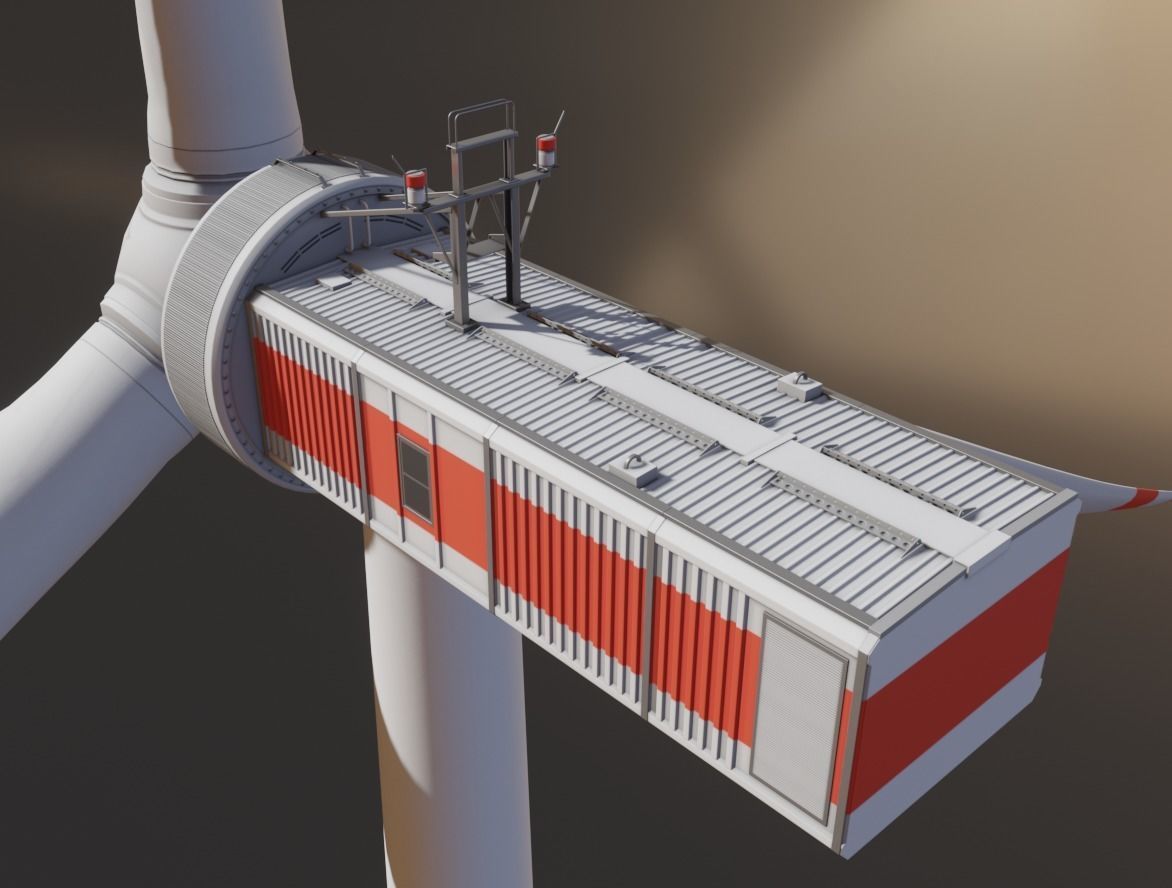 Low-Poly and Animated Wind Turbine 250m Low-poly 3D model_6