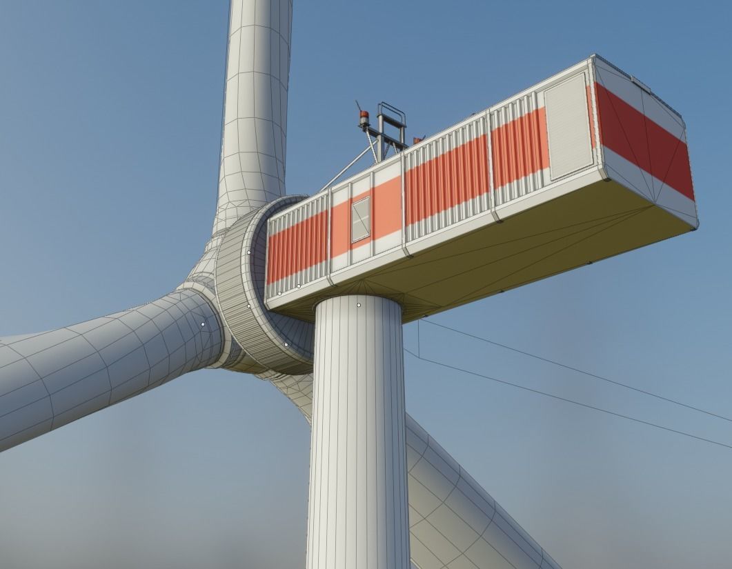 Low-Poly and Animated Wind Turbine 250m Low-poly 3D model_26