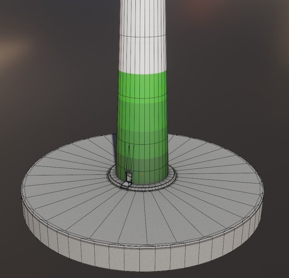 Low-Poly and Animated Wind Turbine 250m Low-poly 3D model_12