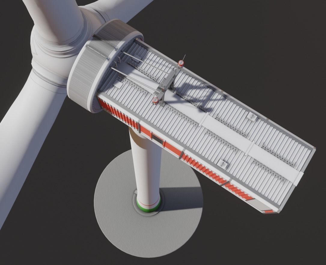Low-Poly and Animated Wind Turbine 250m Low-poly 3D model_9