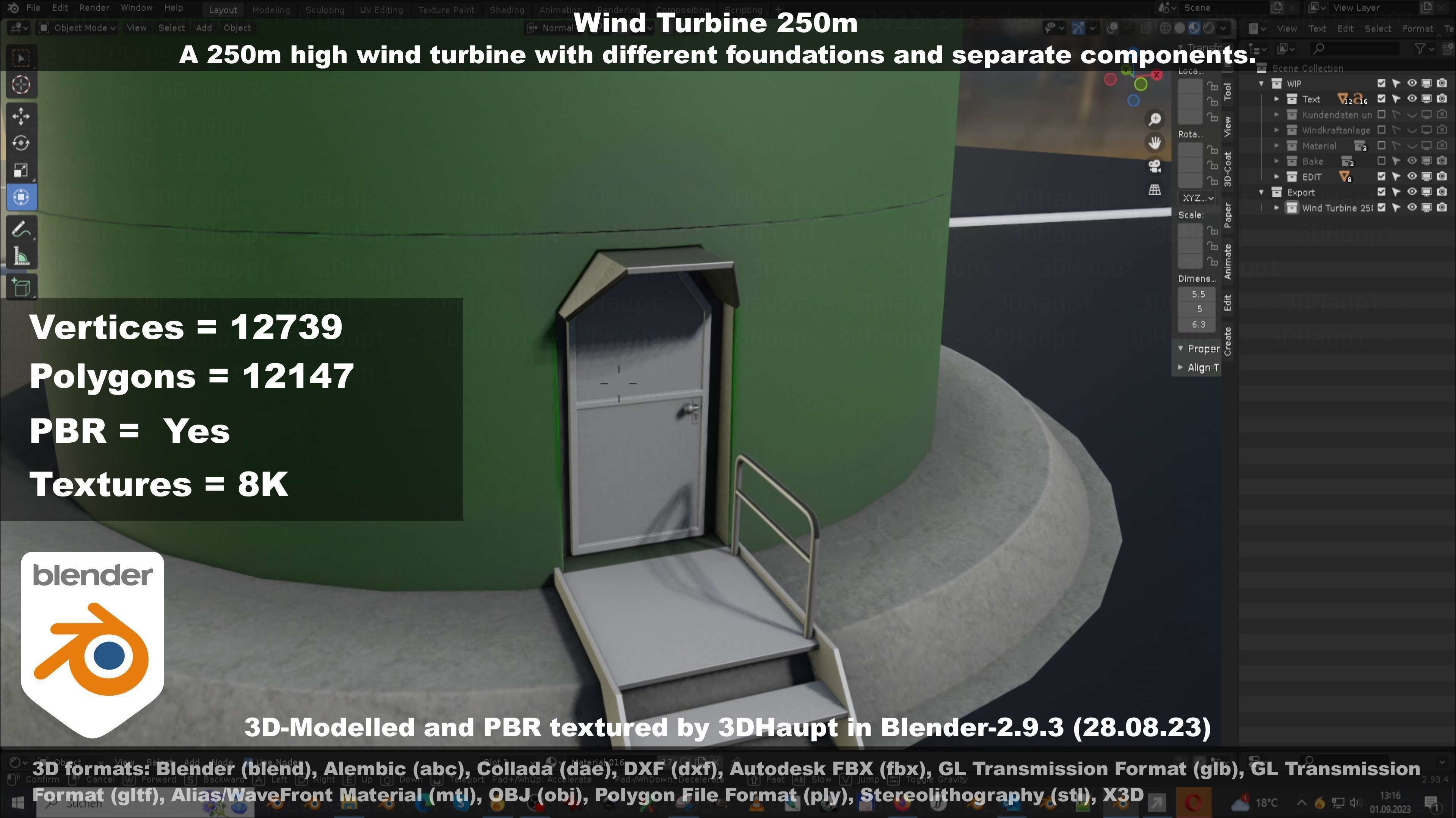 Low-Poly and Animated Wind Turbine 250m Low-poly 3D model_102