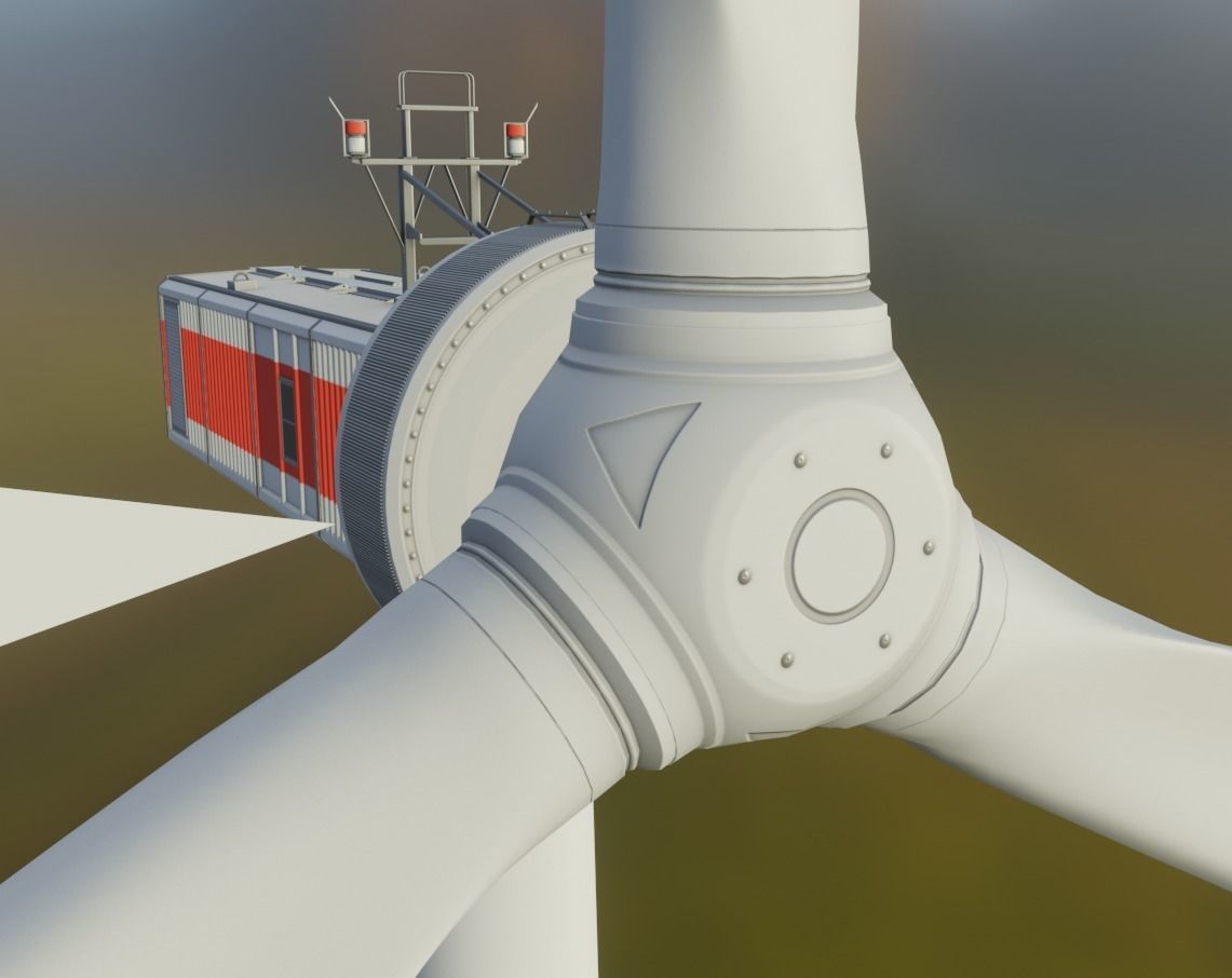 Low-Poly and Animated Wind Turbine 250m Low-poly 3D model_8