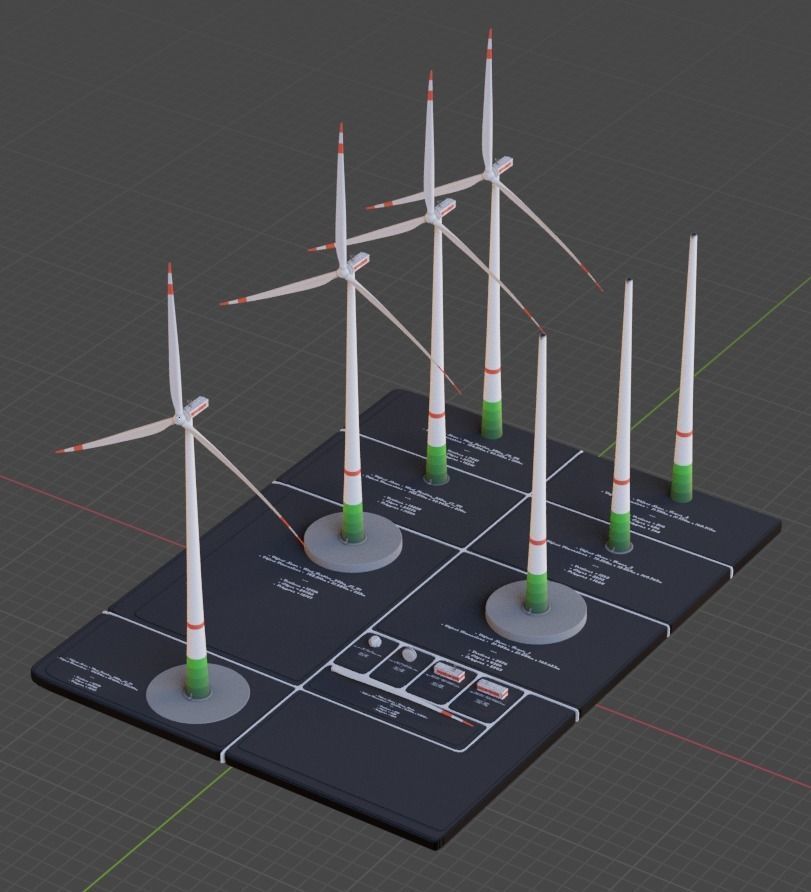 Low-Poly and Animated Wind Turbine 250m Low-poly 3D model_20