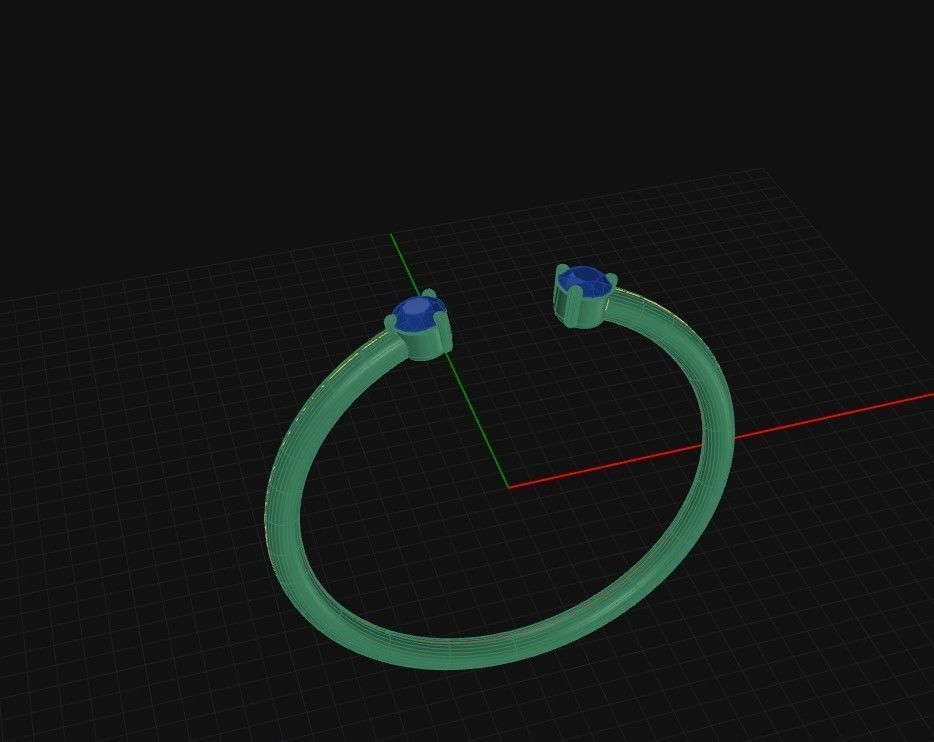 Two Stone Round Open Diamond Minimalist Round Zircon Band 3D 3D print model_4