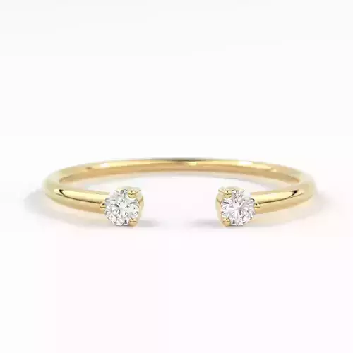 Two Stone Round Open Diamond Minimalist Round Zircon Band 3D