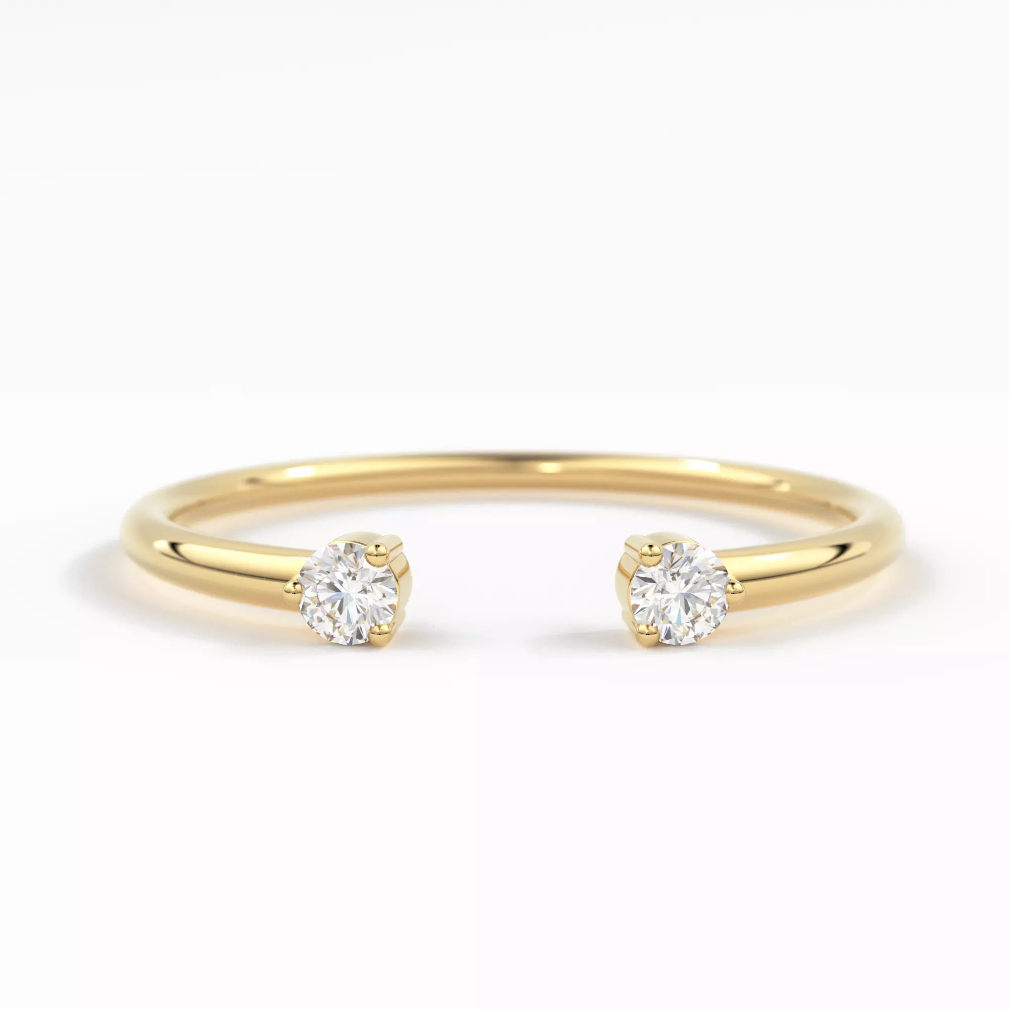 Two Stone Round Open Diamond Minimalist Round Zircon Band 3D 3D print model_0