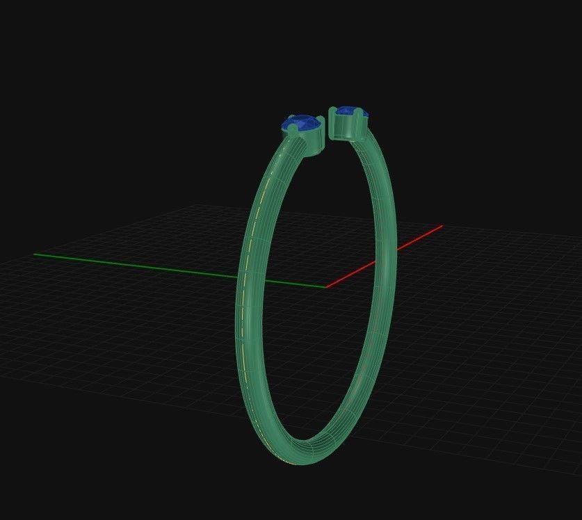 Two Stone Round Open Diamond Minimalist Round Zircon Band 3D 3D print model_1