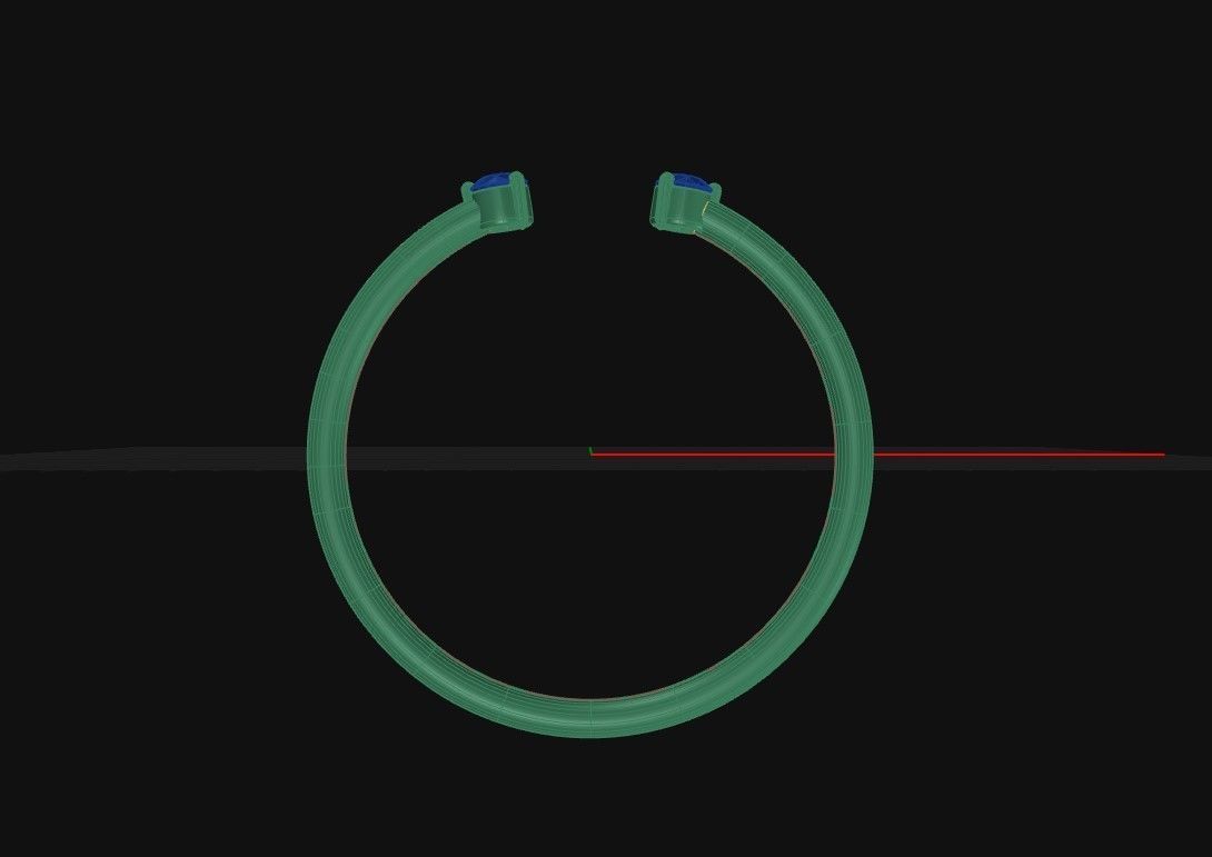 Two Stone Round Open Diamond Minimalist Round Zircon Band 3D 3D print model_3