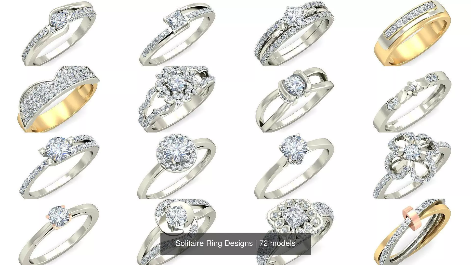  Solitaire Ring Designs 3D Model Collection_0