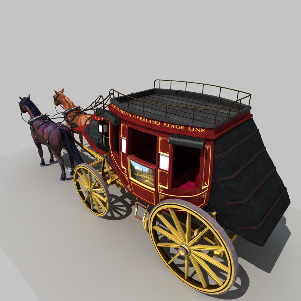 Horse and Carriage 01 3D model_4