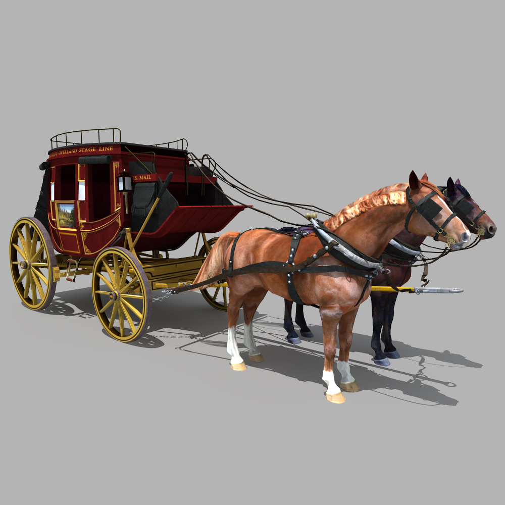 Horse and Carriage 01 3D model_2