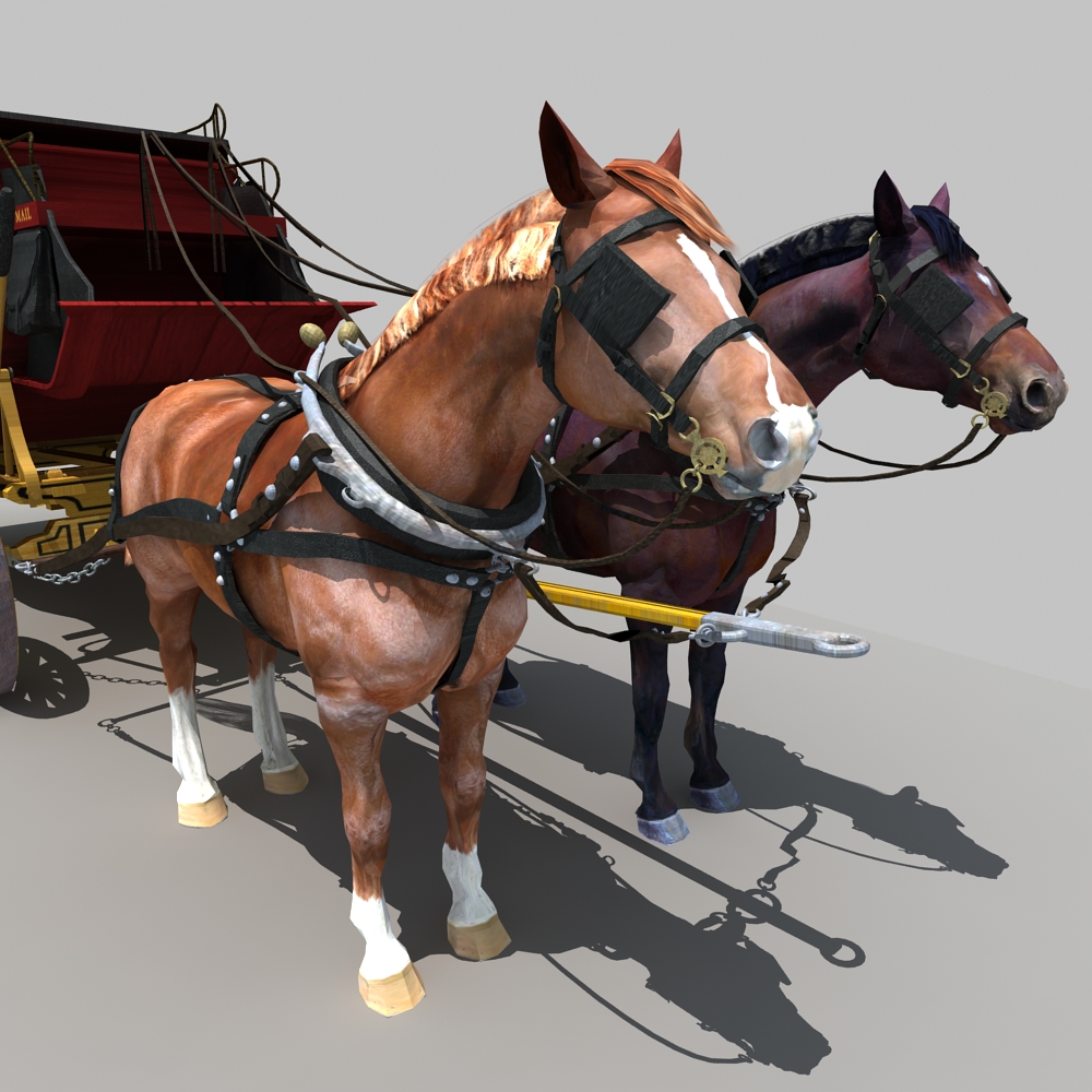 Horse and Carriage 01 3D model_6