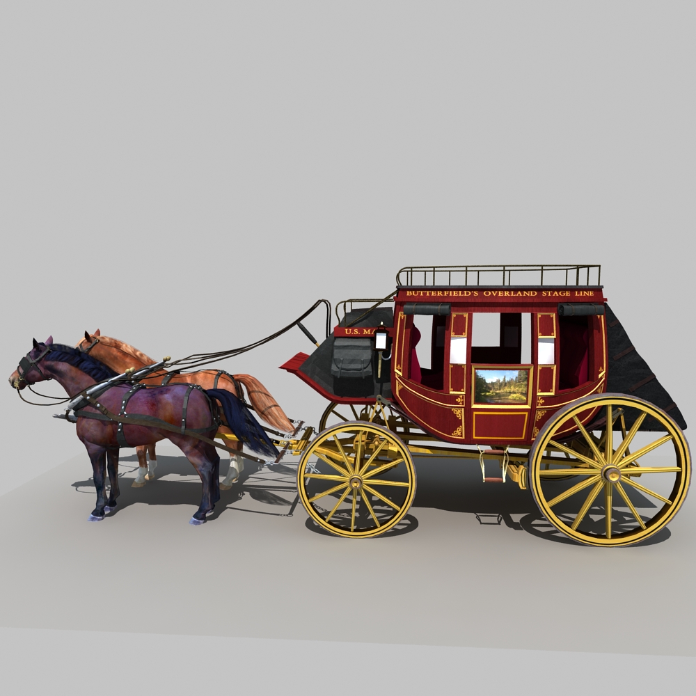 Horse and Carriage 01 3D model_1