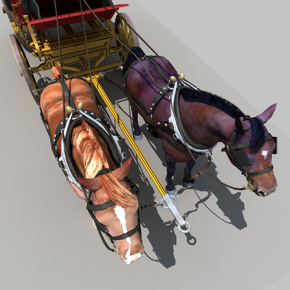 Horse and Carriage 01 3D model_7