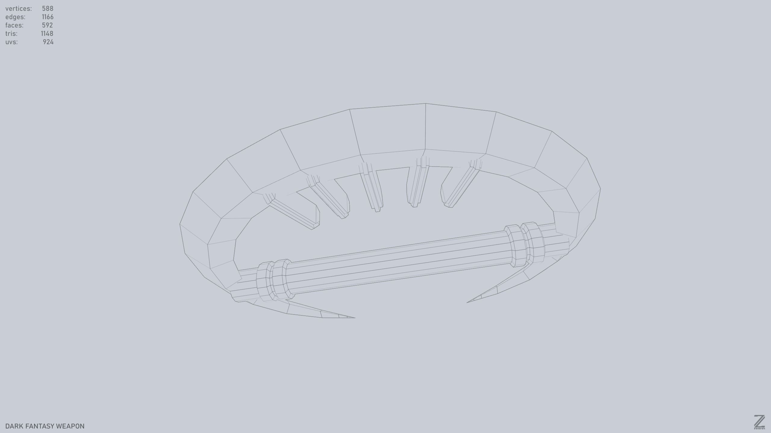 Dark fantasy weapon Low-poly 3D model_12