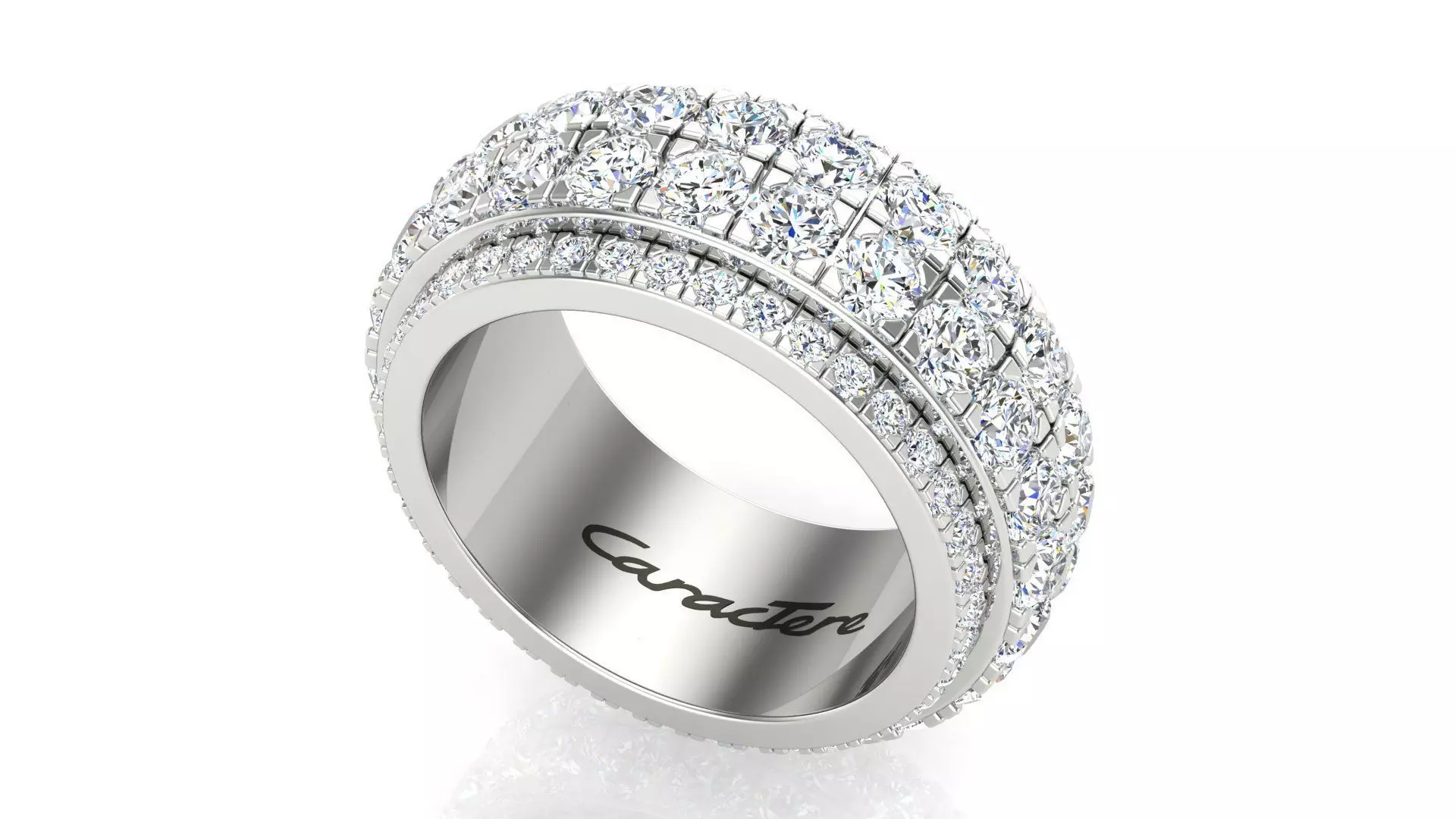 Eternity Band 3 Row With Round Stones Unique Setting 3D print model