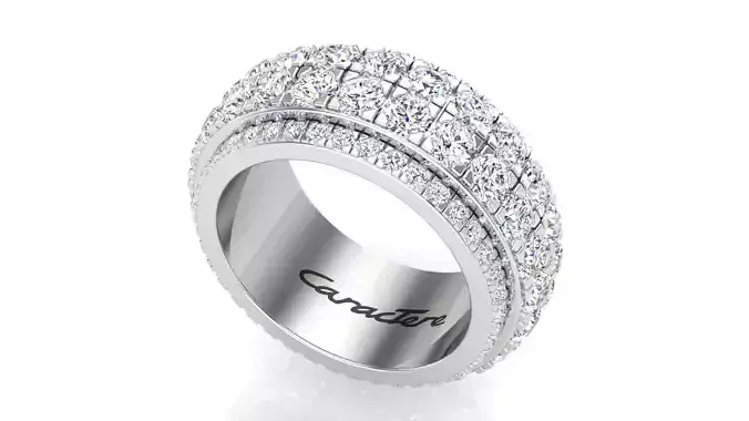 Eternity Band 3 Row With Round Stones Unique Setting