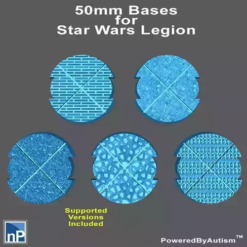 50mm Notched Round Bases for Miniatures - Pack 2