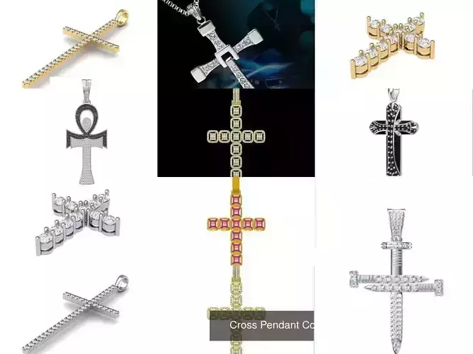 Cross Pendant Collaction 3D Model Collection
