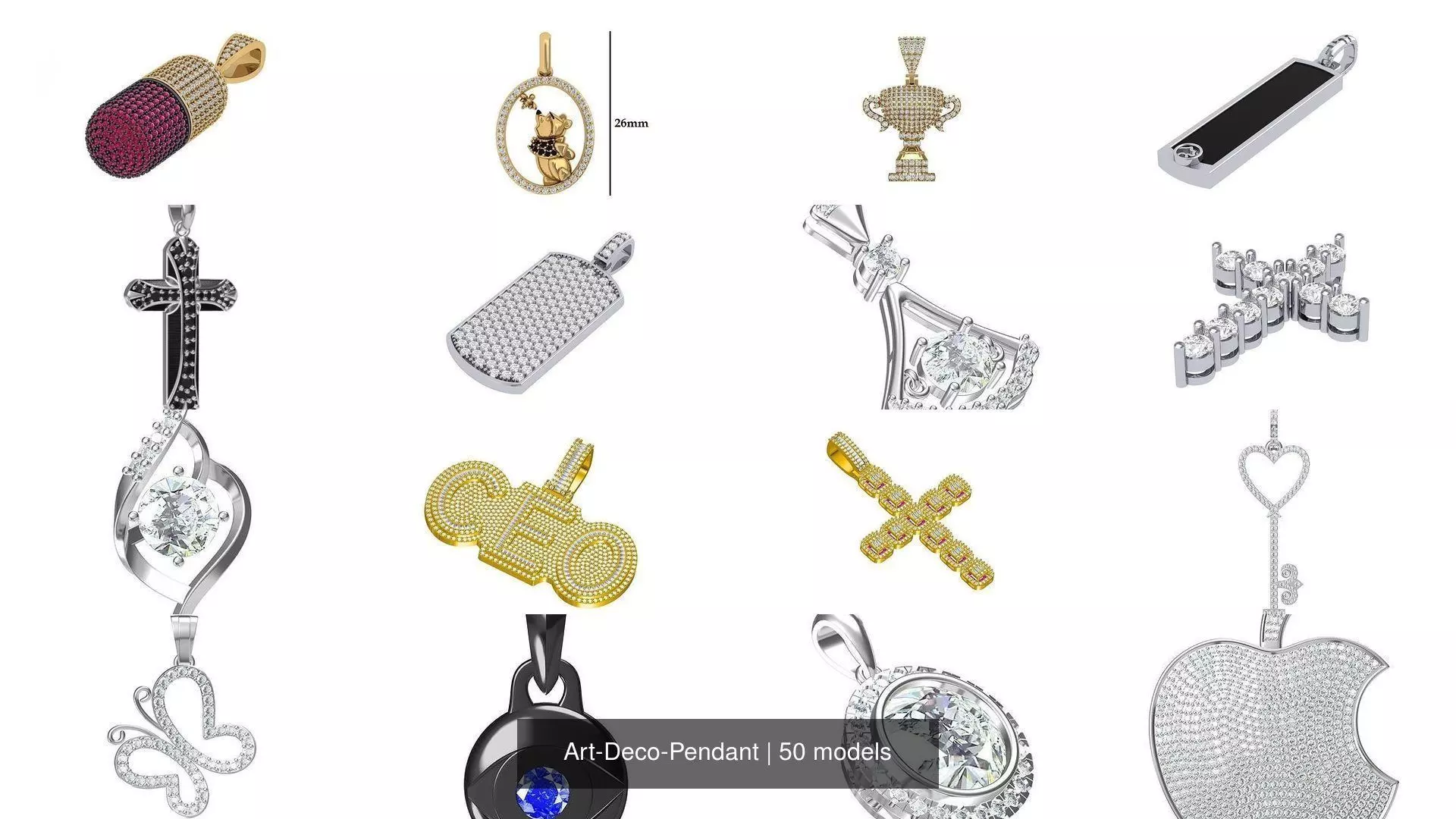 Art-Deco-Pendant 3D Model Collection_1