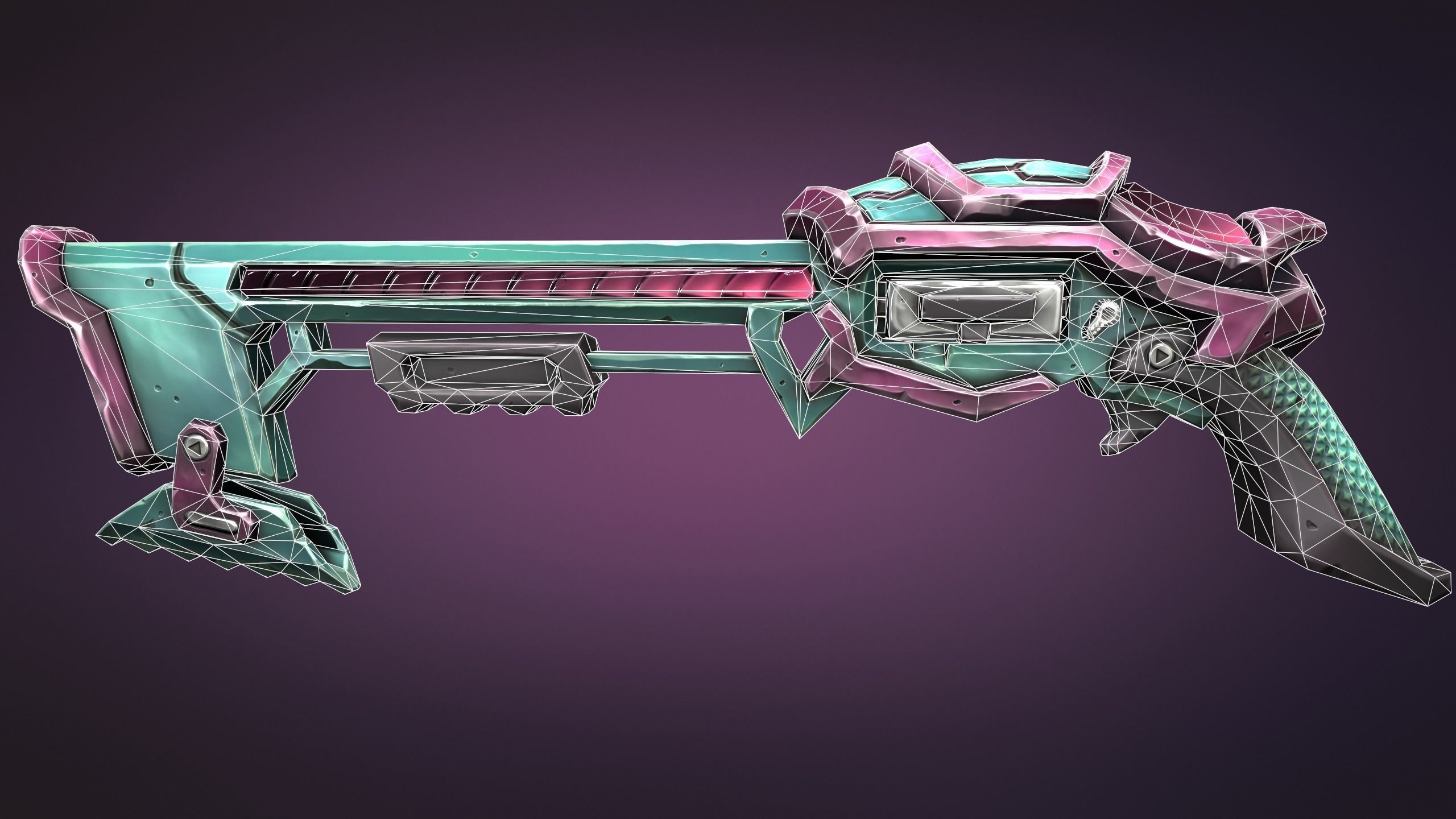 Sci-fi musket Low-poly 3D model_1