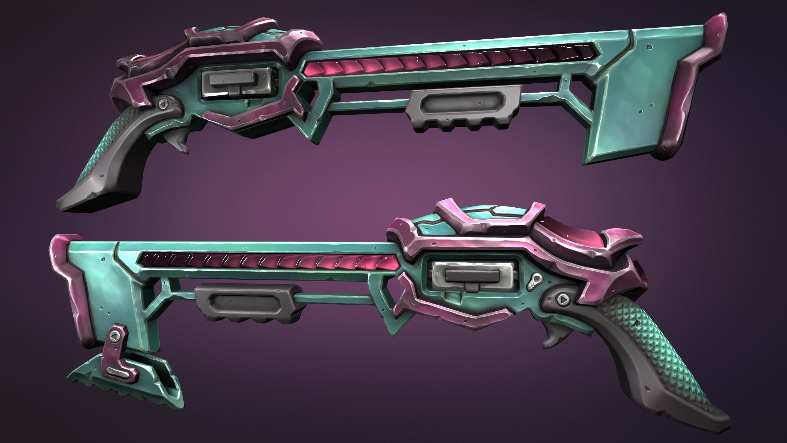 Sci-fi musket Low-poly 3D model_14