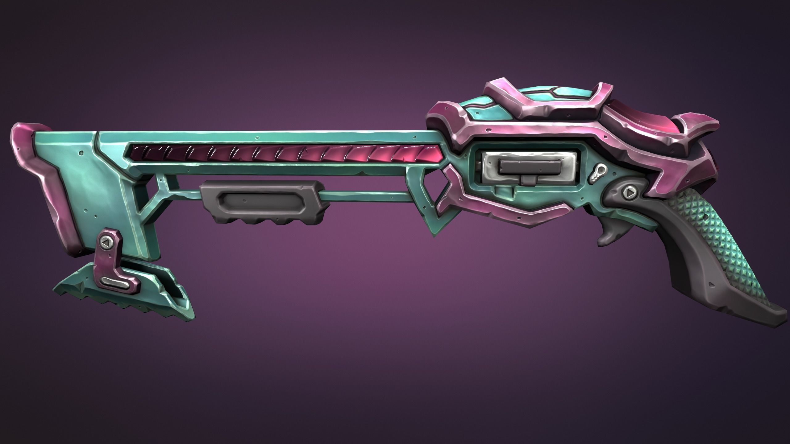 Sci-fi musket Low-poly 3D model_2