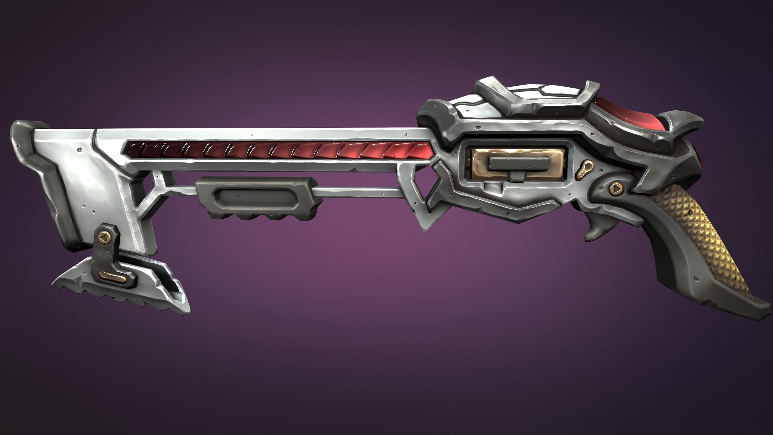 Sci-fi musket Low-poly 3D model_9