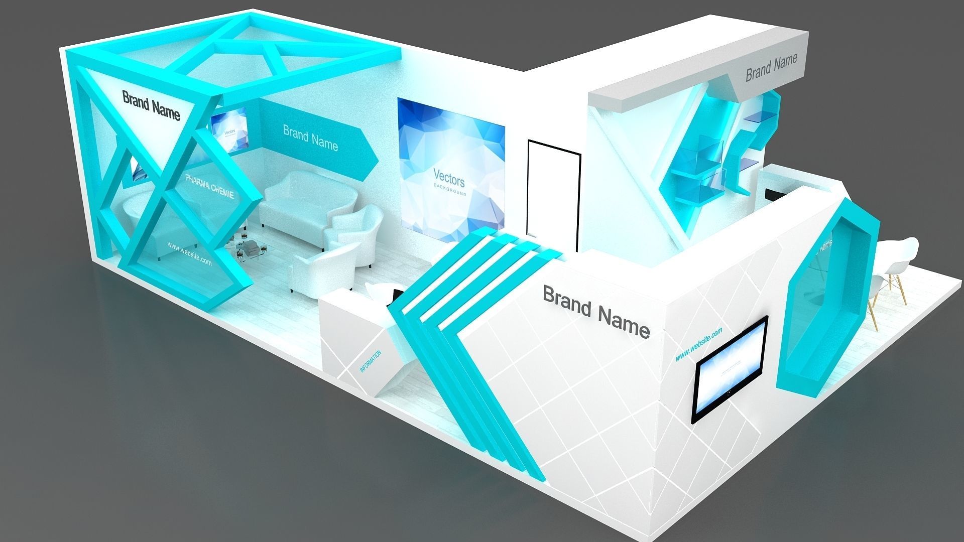 Exhibition Low-poly 3D model_14