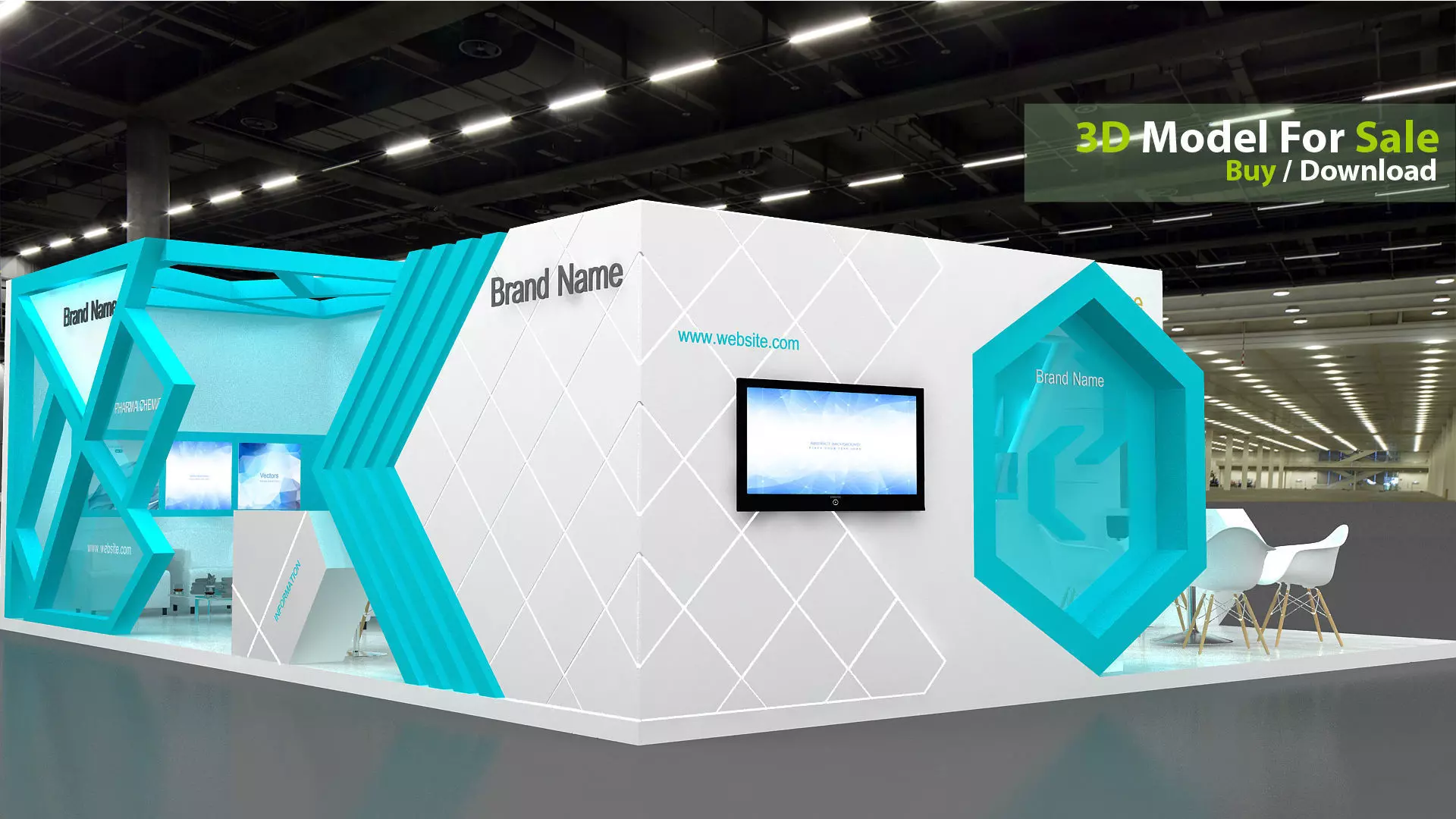 Exhibition Low-poly 3D model_0